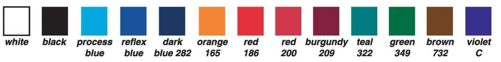 Standard Tee Silkscreen colors available