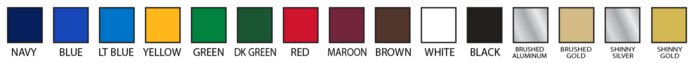 Standard Silkscreen colors available