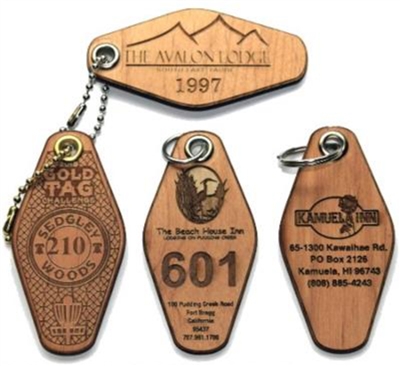Personalised Engraved Hotel Room Key Fobs School Tags Wooden Key Rings Gift