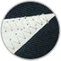 Close-up of white appliqued stars on a navy union, secured with zig-zag stitching