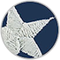Close-up of individually embroidered white stars on the blue union of a US flag