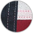 Close-up of individually cut flag stripes joined with two rows of stitching per seam