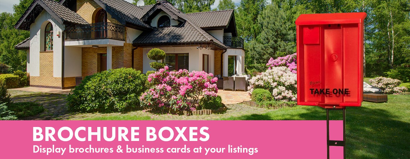 Outdoor Brochure Flier Holders on a Stake Sanzo Specialties Banner